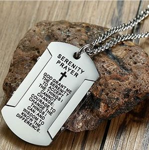 Stainless steel cross serenity prayer 24" necklace.Black, gold usually a…